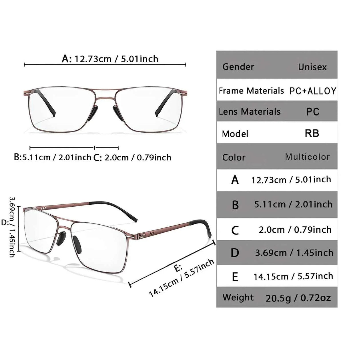 Metal Anti-Blue Light Photochromic Reading glasses Rectangular Eyewear Frame Presbyopic Unisex Surf Internet Read magazines - Maliame Store