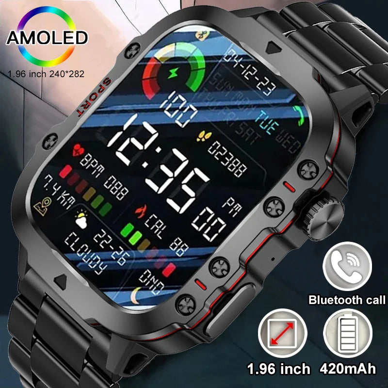 2024New Rugged Military Fitness Smart Watch Men For Android Xiaomi IOS 3ATM Waterproof Sport Ai Voice Calling Smartwatch Outdoor - Maliame Store