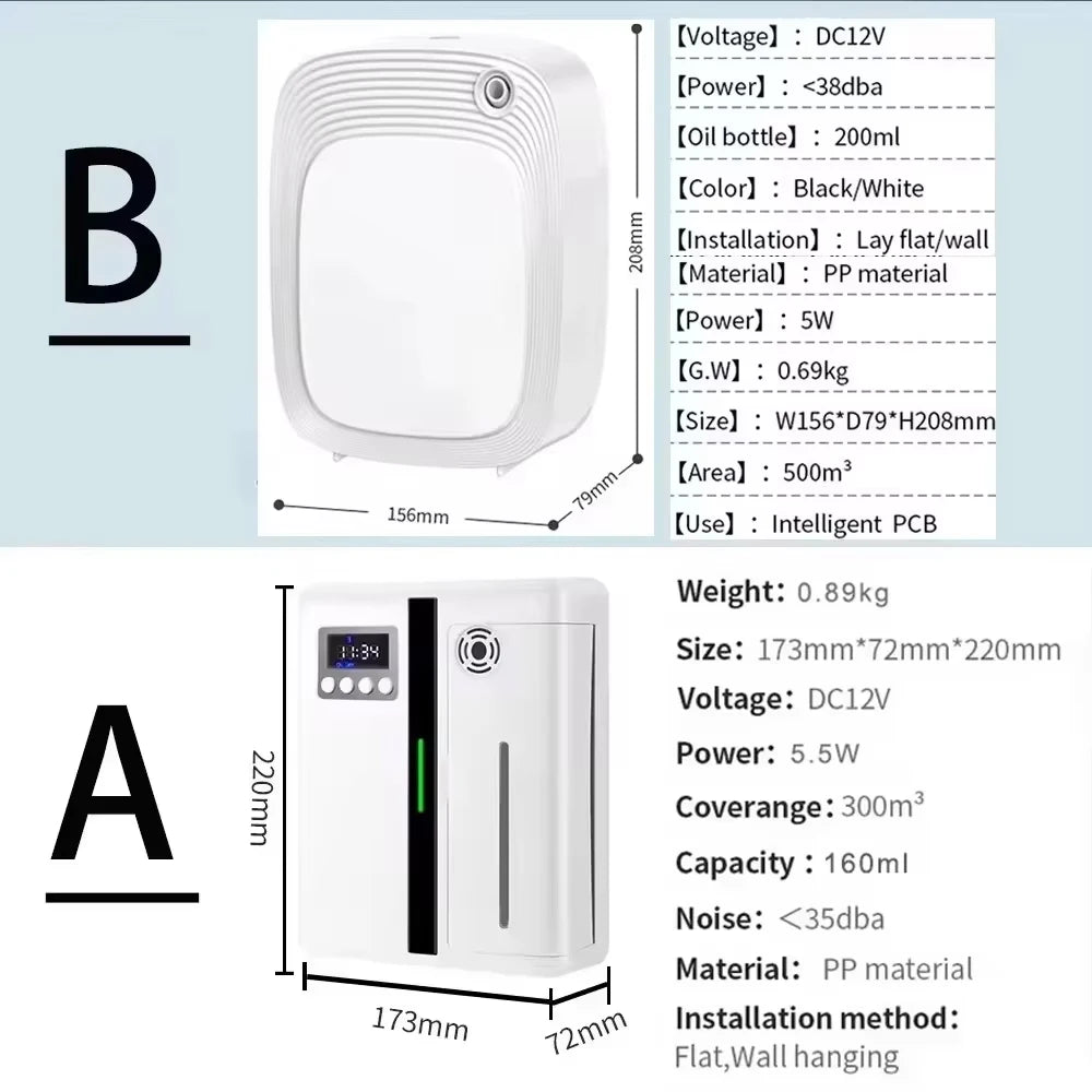 Essential Oils Aroma Diffuser Auto Flavoring Scent Machine With Fan Inside For Hotel Lobby Room Fragrance Home Air Freshener - Maliame Store