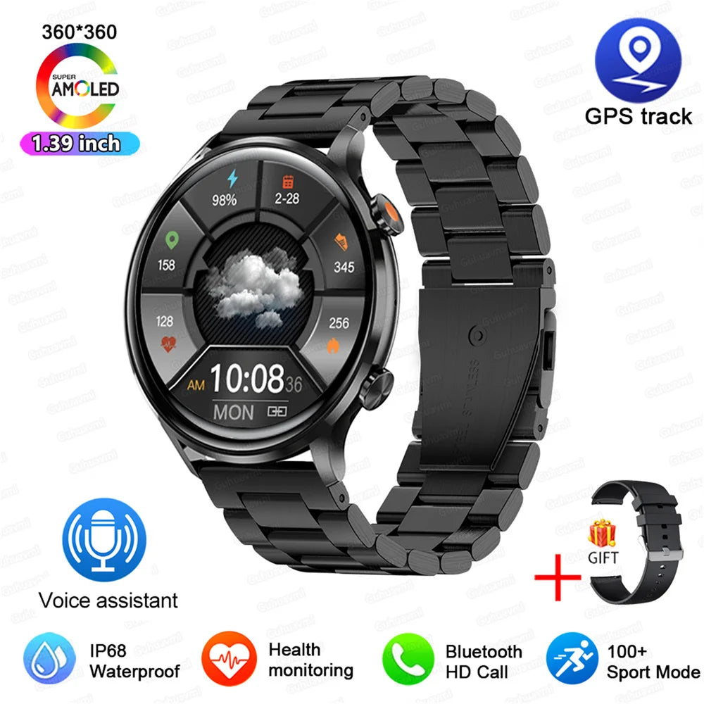 2025 New Smartwatch Women AMOLED HD Screen Always On Display Bluetooth Call IP68 Waterproof GPS Smart Men Watch For Android ios - Maliame Store