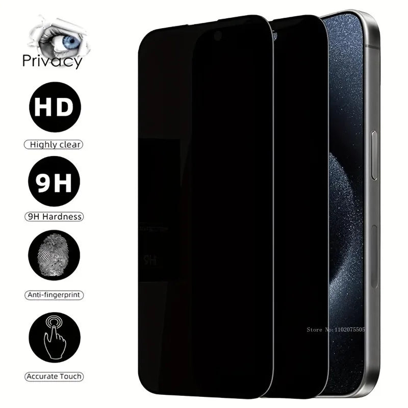 2Pcs Privacy Screen Protector For IPhone 11 12 13 16 Pro 14 15 Pro Max Plus Tempered Glass For IPhone 7 8Plus X XR XS Max Glass - Maliame Store