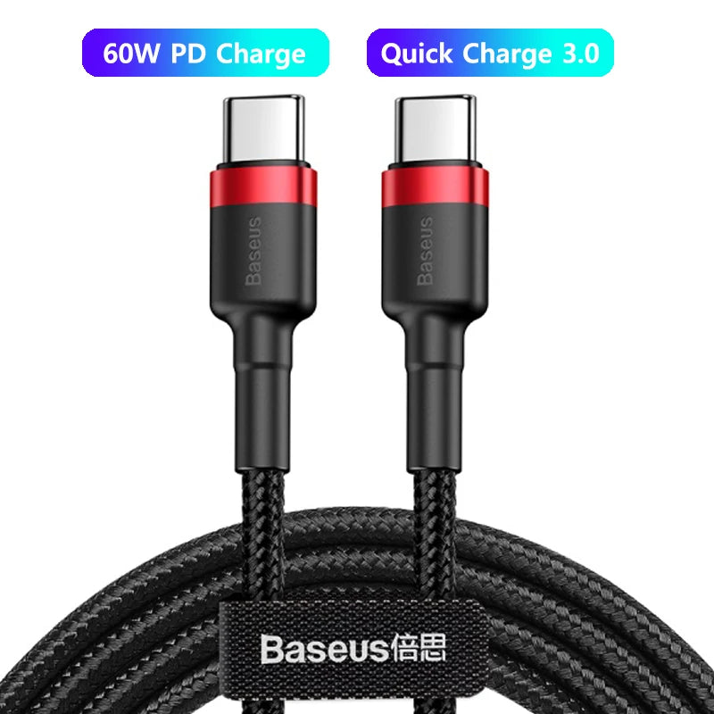 Baseus 100W/5A USB C To USB Type C Cable For iPhone 16 15 PD Fast Charging Charger Cord For Macbook Samsung Xiaomi Type-C Cable - Maliame Store