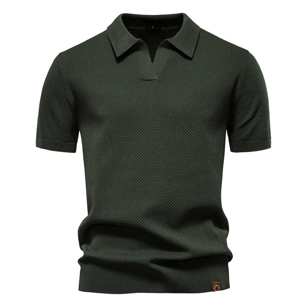 AIOPESON Men's Summer Breathable Polo Shirt Short Sleeve Solid Color Casual Polo Shirts for Men Lightweight Stretch Polo ﻿ - Maliame Store
