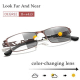 Lunettes de lecture photochromiques à monture métallique pour seniors