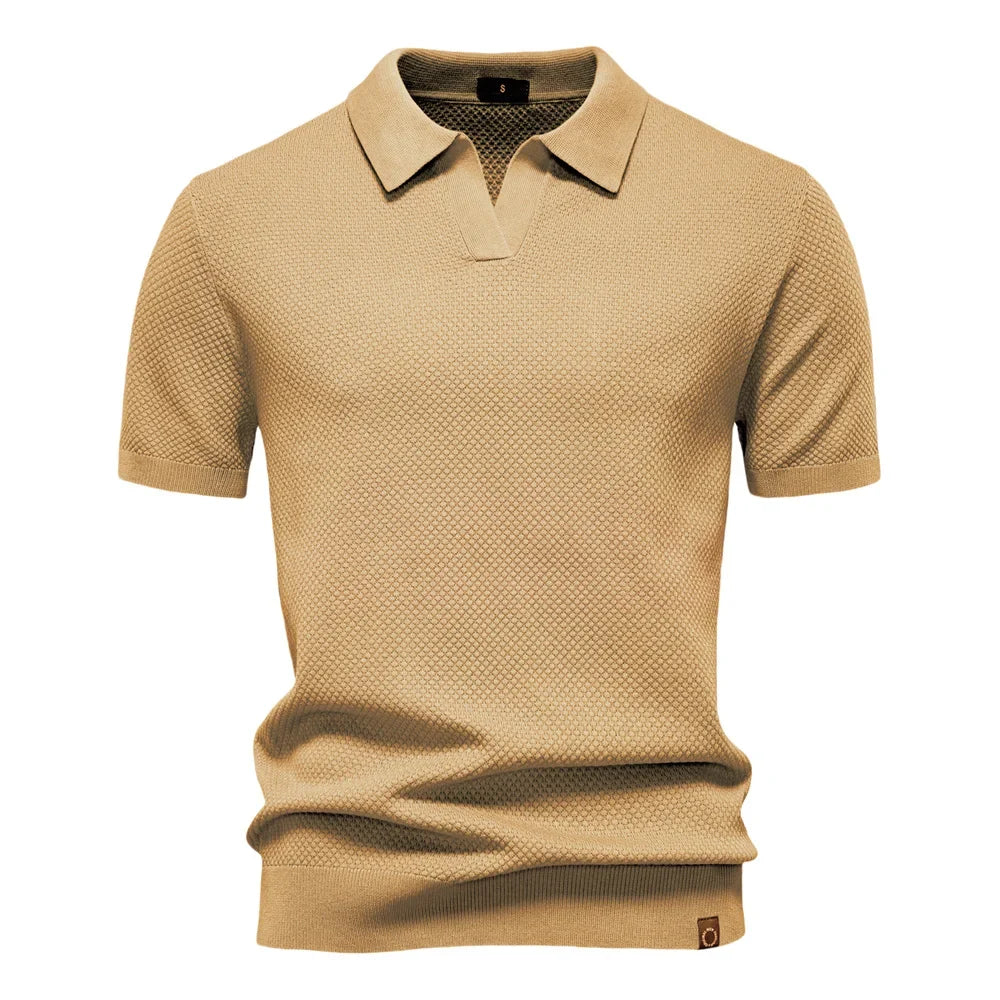 AIOPESON Men's Summer Breathable Polo Shirt Short Sleeve Solid Color Casual Polo Shirts for Men Lightweight Stretch Polo ﻿ - Maliame Store
