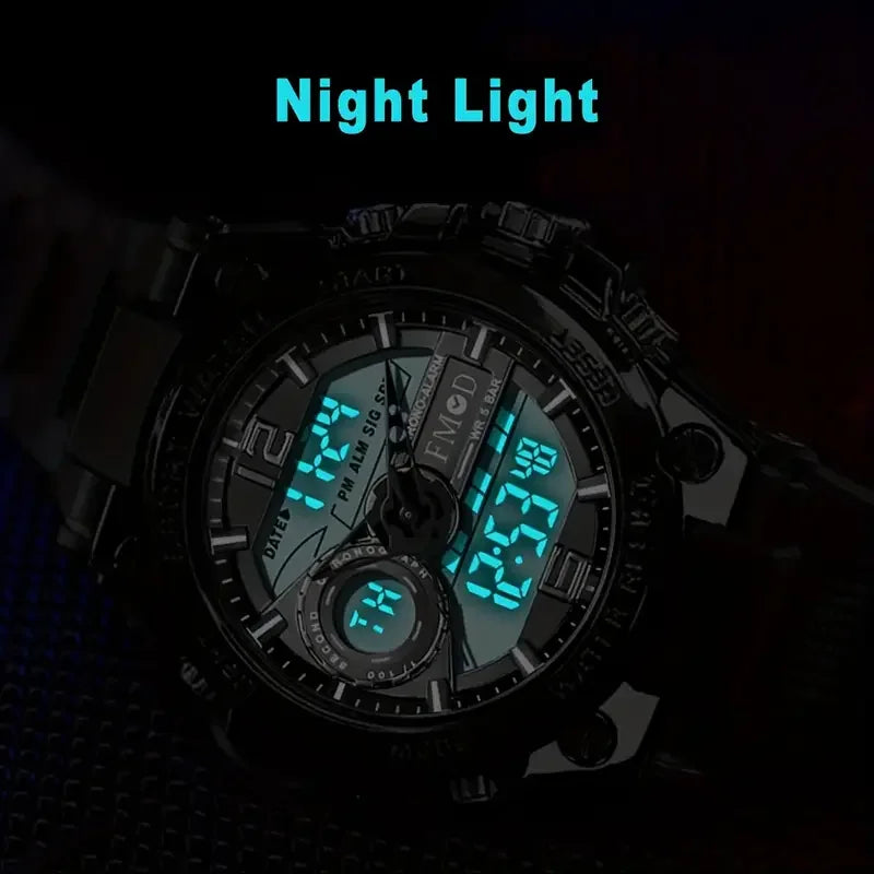 Montre-bracelet militaire numérique en acier pour homme, à quartz LED, style sport, grande taille, pour homme, Relogios Masculino 