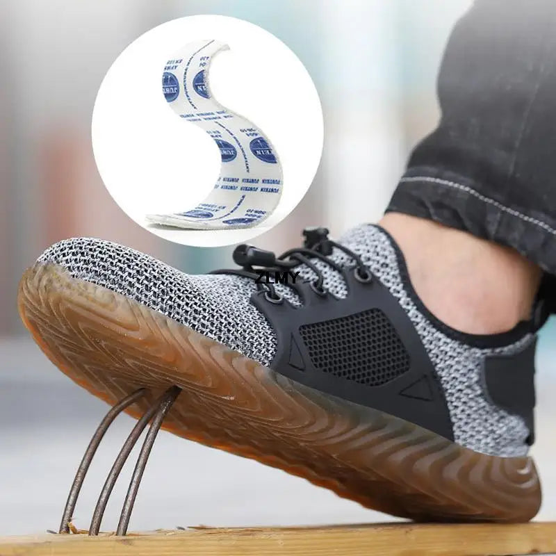 Mesh Safety Shoes Men Summer Steel Toe Work Shoes Puncture Proof Anti-smash Work Safety Boots Man Breathable Security Boots Male