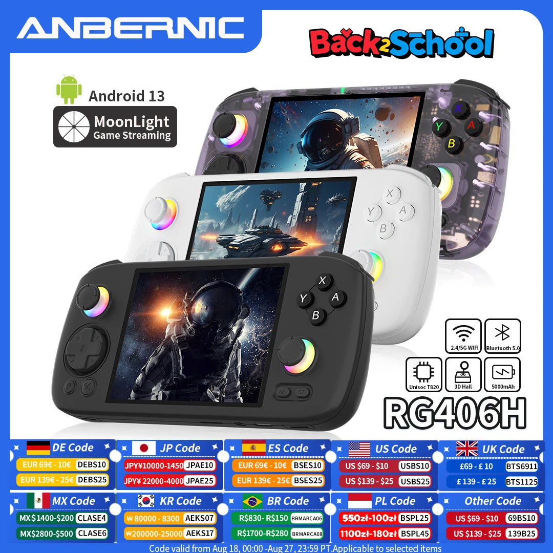 ANBERNIC RG 406H Handheld Game Console 4" IPS Multi-touch Screen Android 13 RG406H Retro Video Games Players Support FOTA Update
