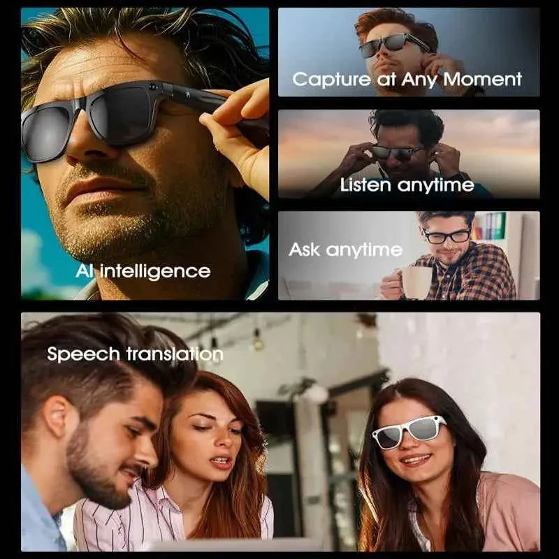 HD Smart Glasses with AI Camera, Bluetooth Call, Voice Assistant, and 260mAh Battery - Maliame Store