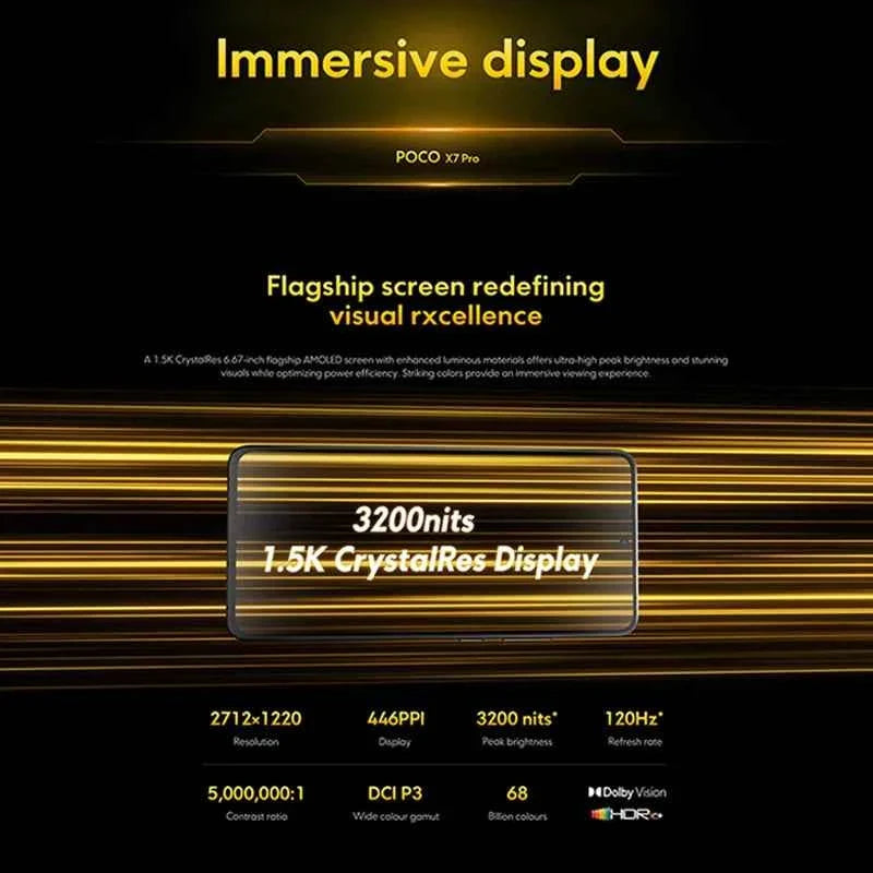 POCO X7 Pro Global Version Mobile Phone 6000mAh Battery 90W HyperCharge Dimensity 8400-Ultra 120Hz 1.5K display IP68 NFC - Maliame Store