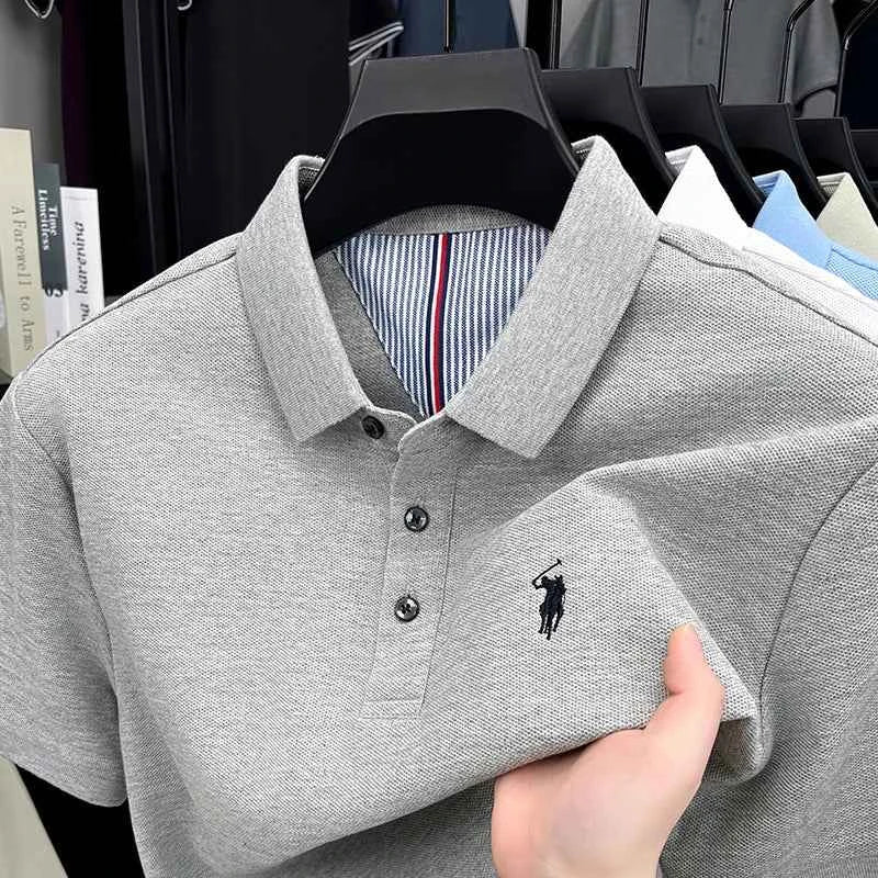 100% Pure Cotton Polo Shirt for Men - High-End Brand Short Sleeve Summer Fashion with Original Pony Embroidery - Maliame Store