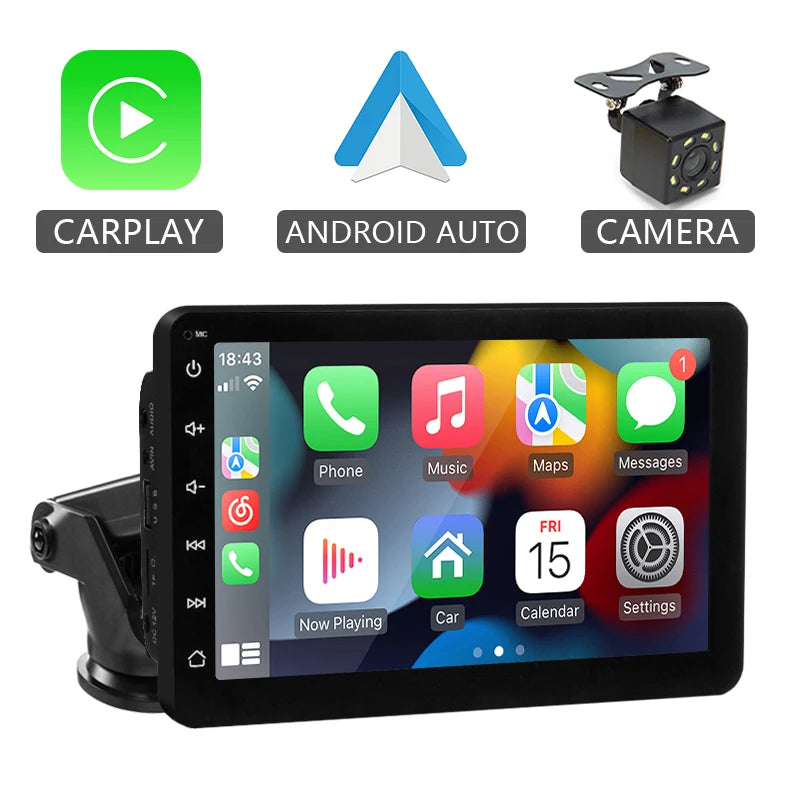 Hippcron Autoradio 7" Portable – CarPlay & Android Auto Sans Fil, Universel