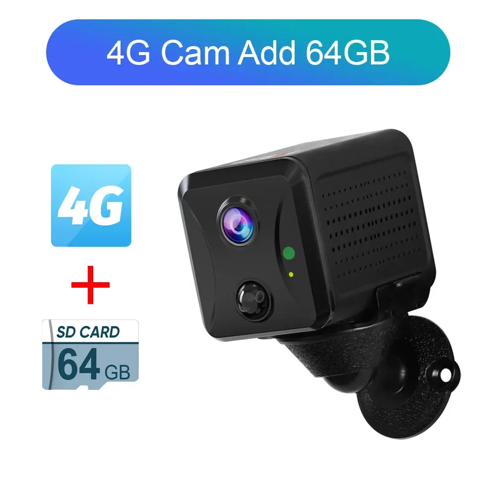 LS VISION Mini caméra de sécurité 4G 5MP Carte SIM Caméra Wifi sans fil 3800mAh Caméscope Détection humaine PIR Enregistreur vidéo Ubox