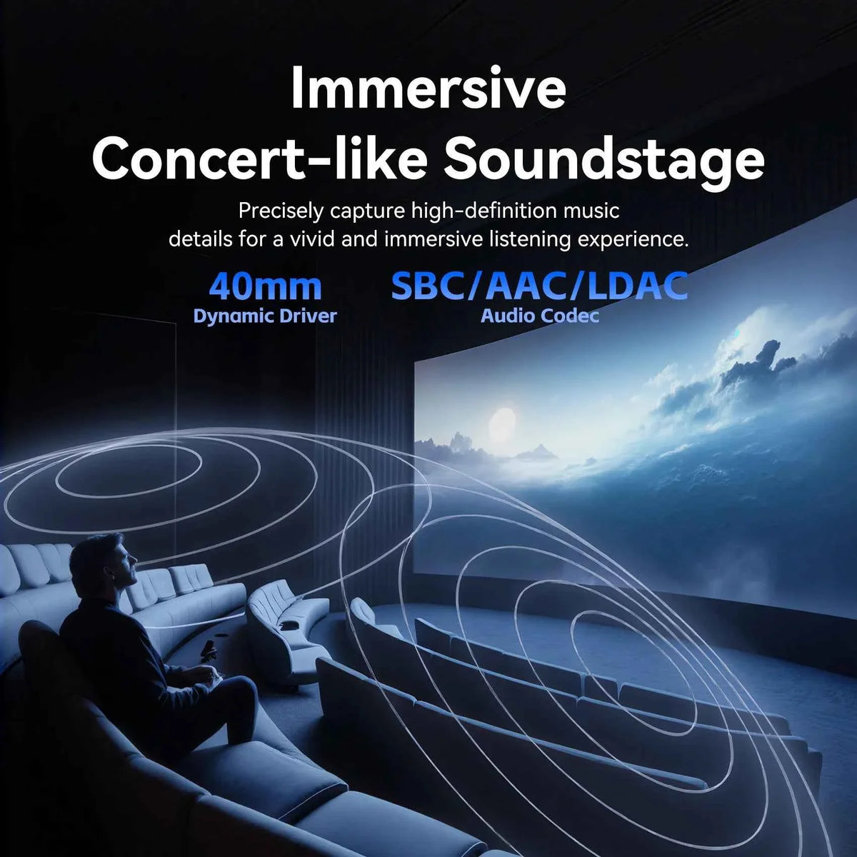 Vention ANC Wireless Headphone 45dB Deep Noise Canceling HIFI Hi-Res Audio Earphone with LDAC Bluetooth 6.0 Over Ear Headset - Maliame Store