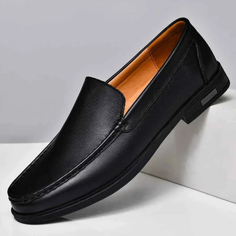 Men's Leather Walking Shoes - Comfortable Genuine Leather Loafers, Trendy Designer Driving Shoes - Maliame Store