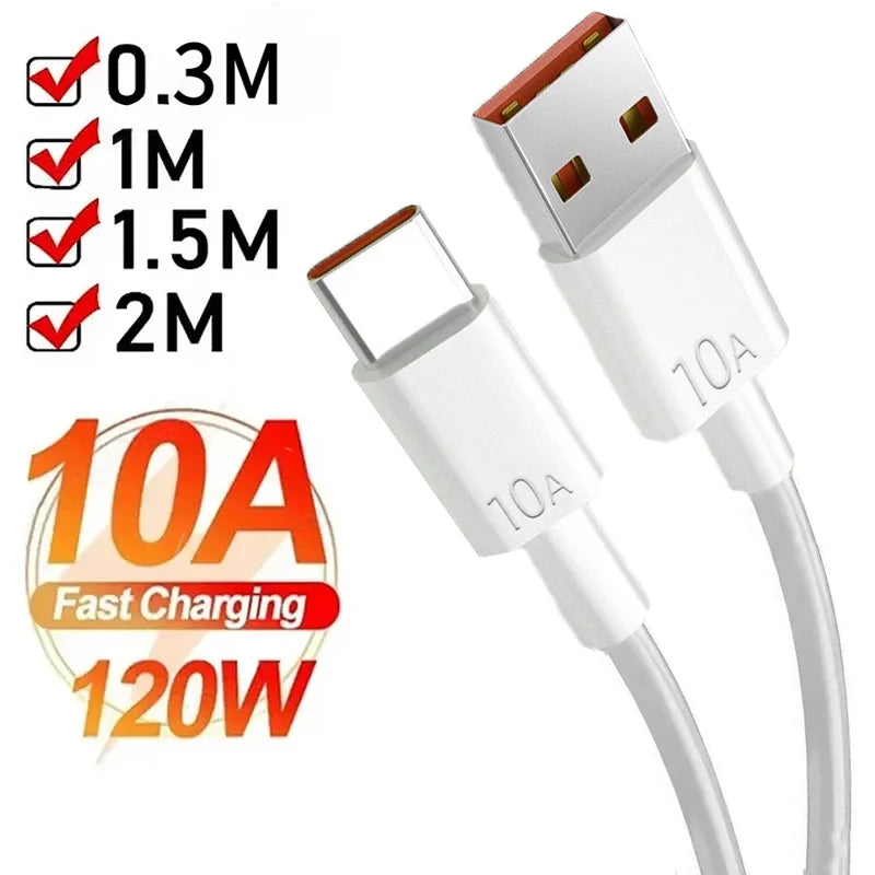 Universal 120W 10A USB to Type C Cable Super Fast Charging Cable For Huawei P40 Honor Data Cord For Xiaomi Redmi 0.3/1M/1.5M/2M - Maliame Store