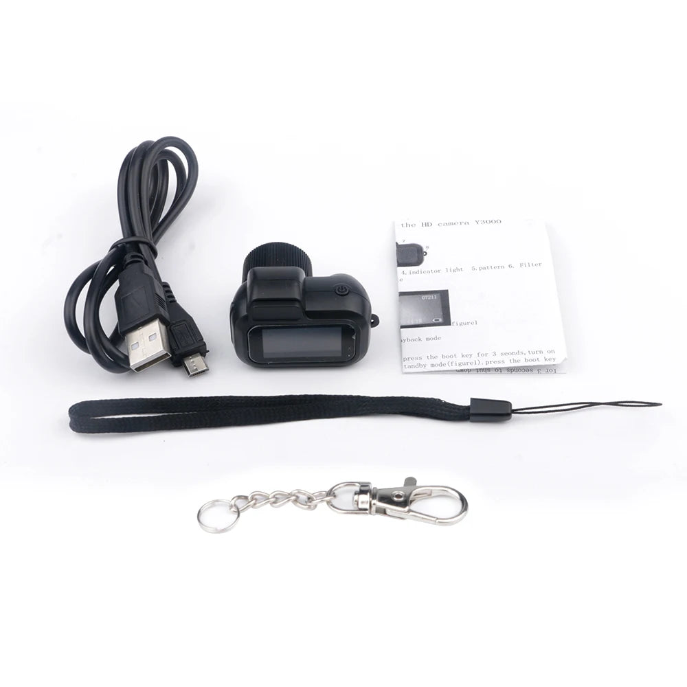 Mini Camera With 0.96in Screen CMOS Indoor Home Outdoor 1080P Sports Portable Vintage Video Recorder Support TF Card Y3000 - Maliame Store