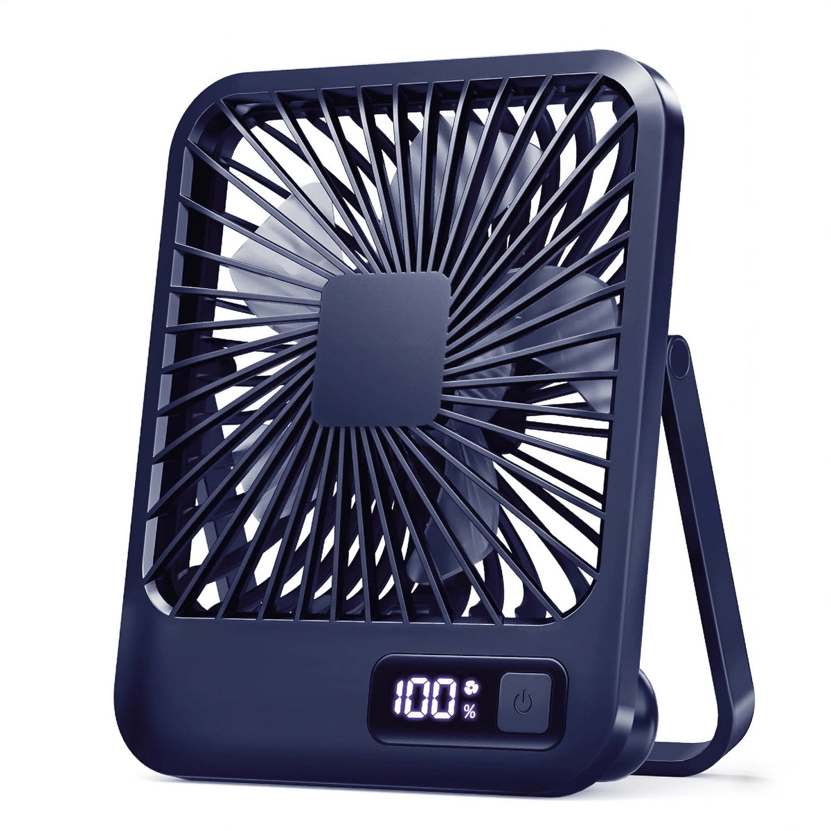 Ventilateur Bureau Pliable USB Rechargeable – 5 Vitesses, Inclinaison 180°, Affichage Batterie