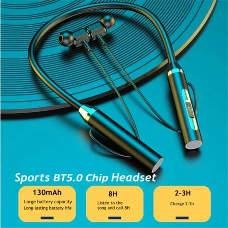 Wireless Headphone Fone Bluetooth 5.0 Neckband Earphones Silicone Hifi Stereo Sports Headset Halter Waterproof Magnetic Earbuds - Maliame Store