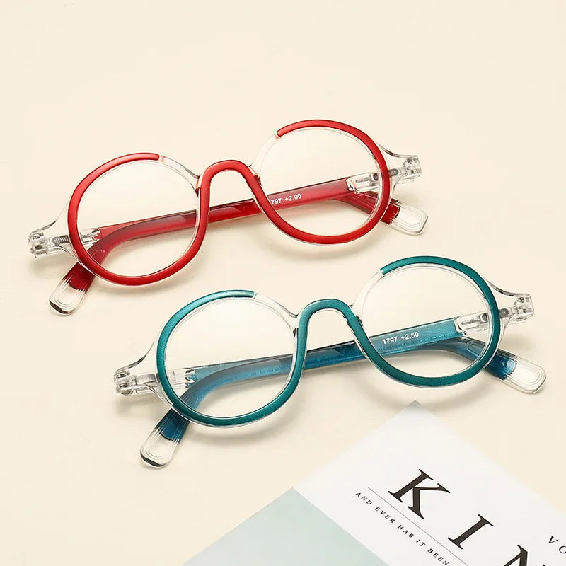 Reading Glasses Men 0 To +4.0 Glasses Spring Leg Prescription Glasses Round Frame Presbyopia Glasses Women Eyeglasses - Maliame Store