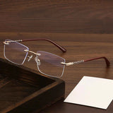 JMISUS Rimless Progressive Prescription Glasses for Myopia, Anti Blue Light, Photochromic Rectangle Eyewear for Men and Women
