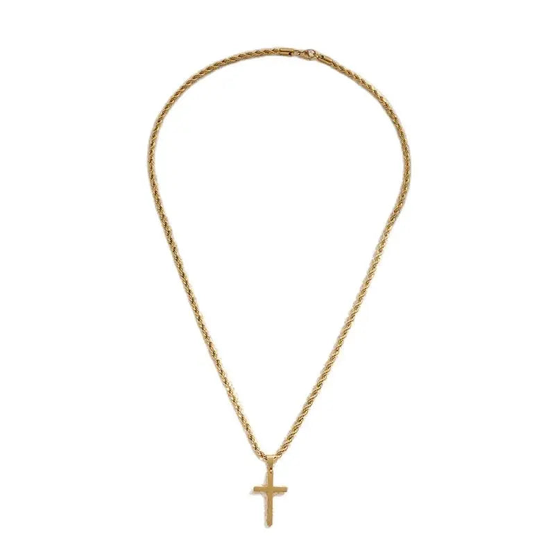 2024 New Cross Pendant Necklace for Men Women Minimalist Gold Color Jewelry Male Female Necklaces Chokers Gifts - Maliame Store