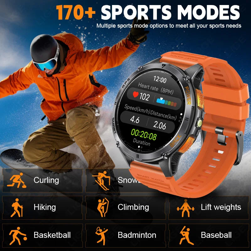 LIGE GPS Smart Watch for Men with Outdoor Altimeter, Barometer, 466*466 AMOLED Screen, LED Flashlight, Compass, and Military Sports Features - Maliame Store