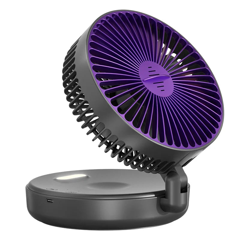 Ventilateur Pliable Rechargeable – Phosphorescent, Silencieux, Fixation Murale