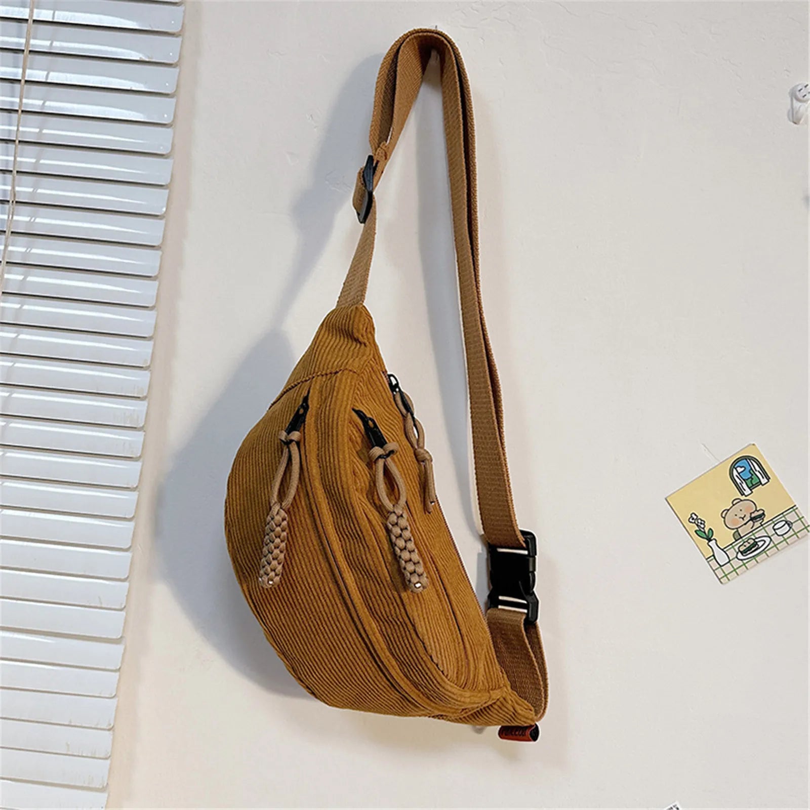 New Casual Corduroy Belt Bags for Women Simple Fashion Fanny Pack Female Banana Waist Bag Hip Purse Shoulder Crossbody Chest Bag - Maliame Store