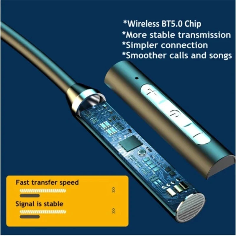 Wireless Headphone Fone Bluetooth 5.0 Neckband Earphones Silicone Hifi Stereo Sports Headset Halter Waterproof Magnetic Earbuds - Maliame Store