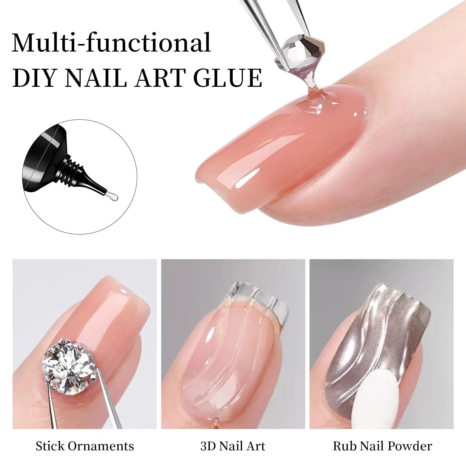 30g Nail Rhinestone Glue for Nails Super Strong Gel Nail Glue for Nail Charm 3D Nails Bling Gel Decoration Gem Nail Art Diamonds - Maliame Store