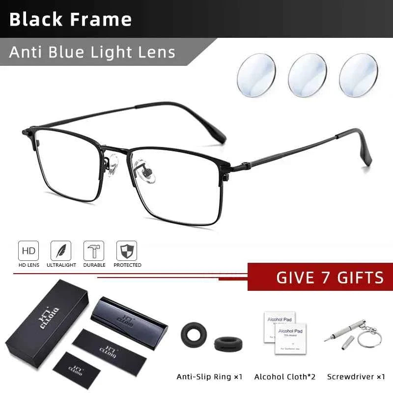 CLLOIO Ultralight Business Men Glasses Reading Glasses Anti Blue Light Myopia Prescription Glasses Hyperopia Optical Eyeglasses - Maliame Store