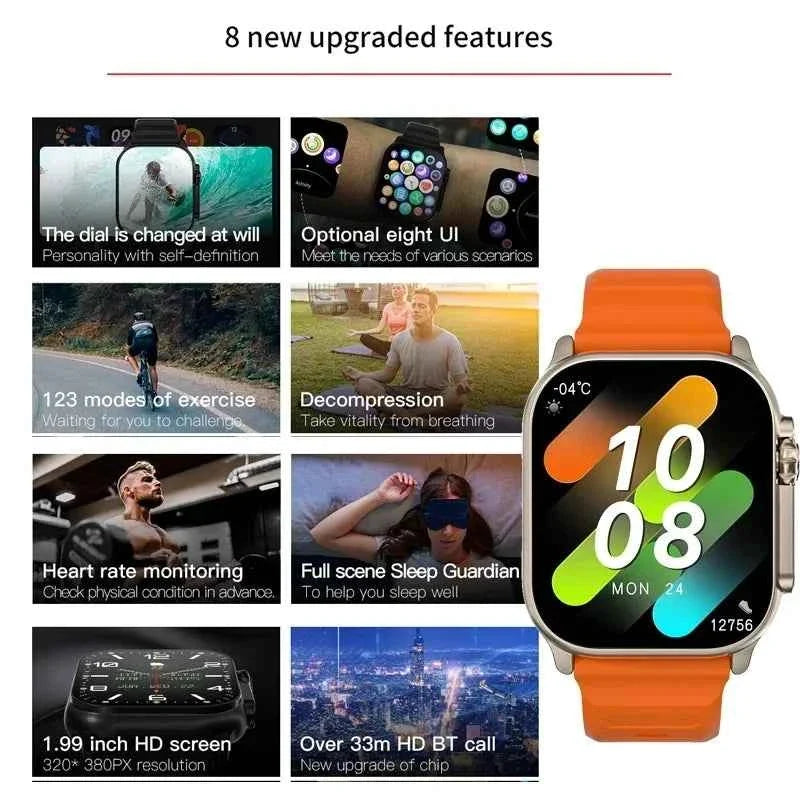 Original T900 Ultra Smart Watch 49mm for Men and Women - Bluetooth Call, BT Music, Game, Wireless Charging, NFC for Android & iOS - Maliame Store