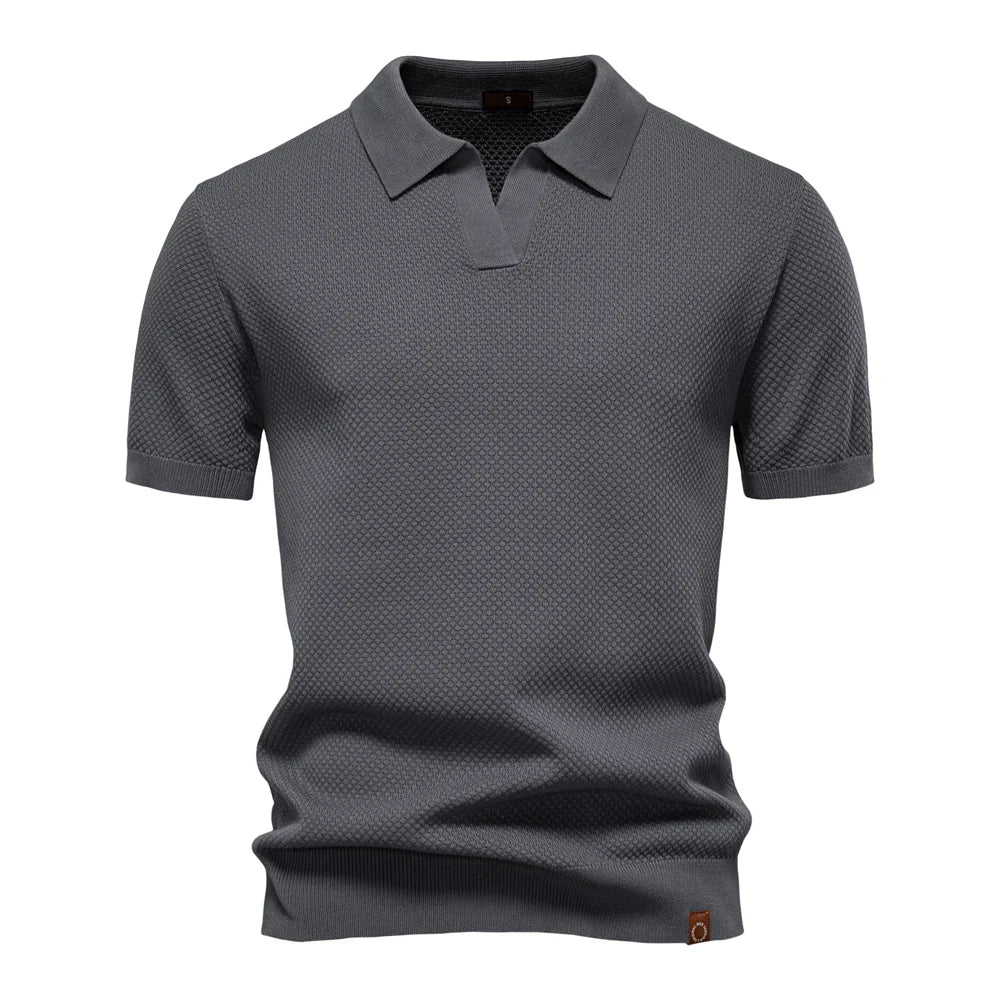 AIOPESON Men's Summer Breathable Polo Shirt Short Sleeve Solid Color Casual Polo Shirts for Men Lightweight Stretch Polo ﻿ - Maliame Store
