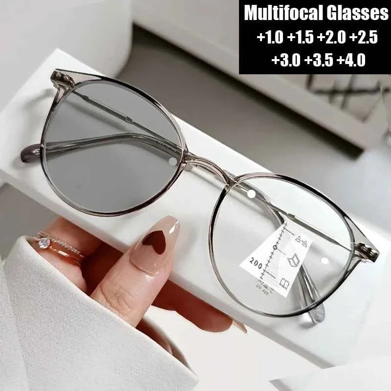 Finished Photochromic Presbyopia Sunglasses Fashion Outdoor Progressive Multifocal Eyeglasses Prescription Hyperopia Eyewear - Maliame Store