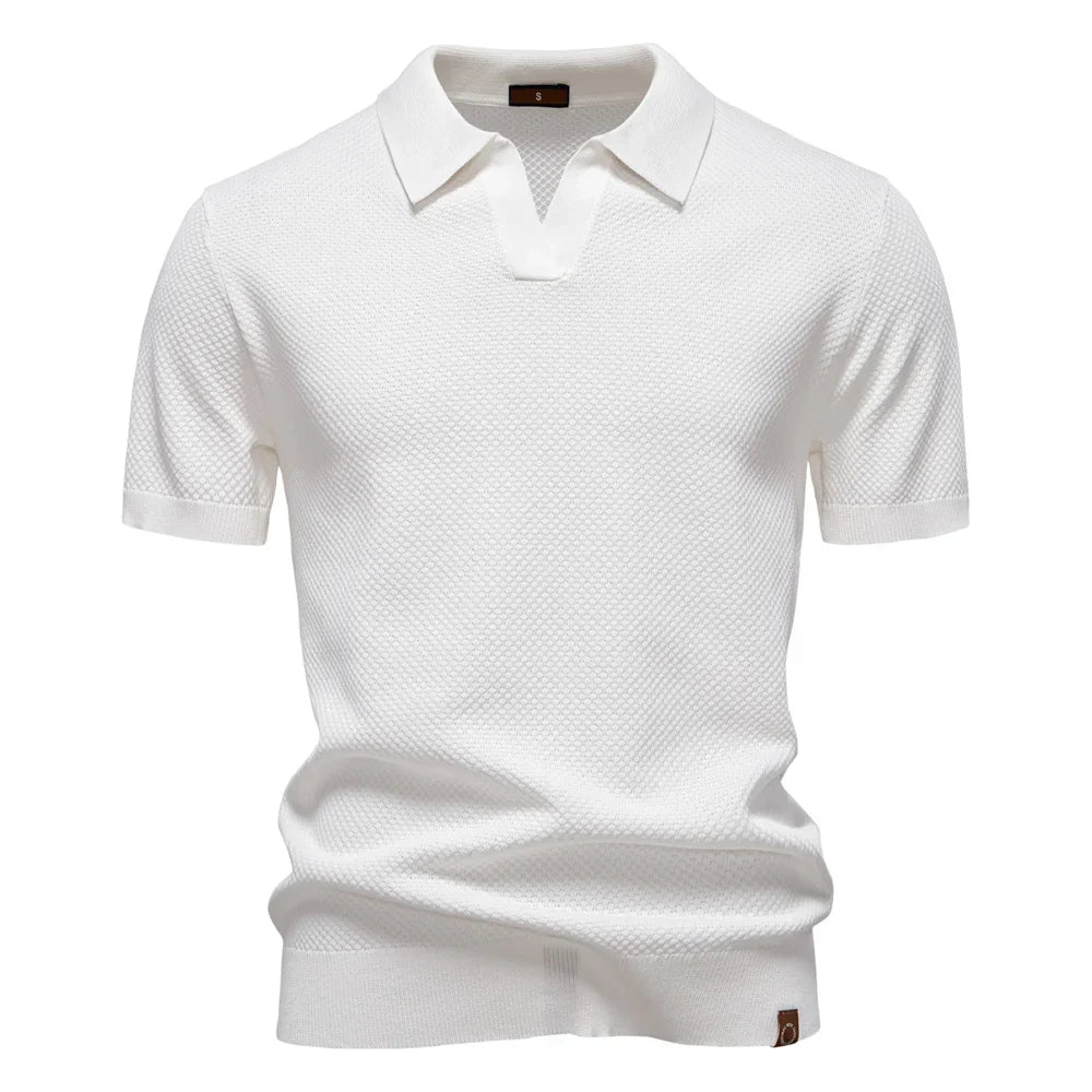 AIOPESON Men's Summer Breathable Polo Shirt Short Sleeve Solid Color Casual Polo Shirts for Men Lightweight Stretch Polo ﻿ - Maliame Store