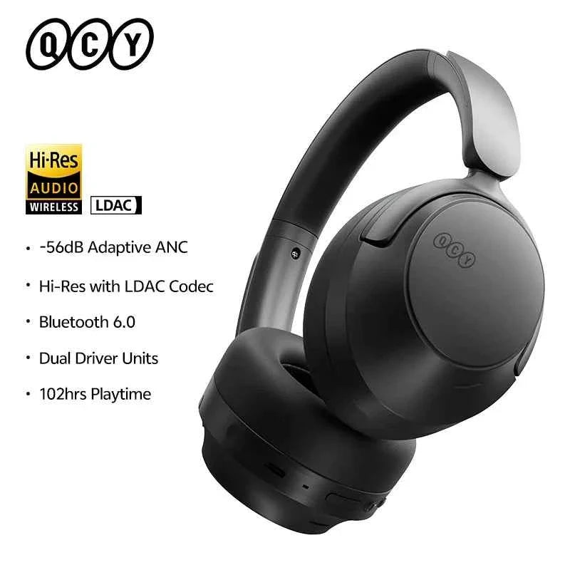 QCY H3S -56dB Adaptive ANC Over Ear Headphone Hi-Res LDAC Spatial Sound Wireless Earphone Bluetooth 6.0 Dual Driver 102H Headset - Maliame Store