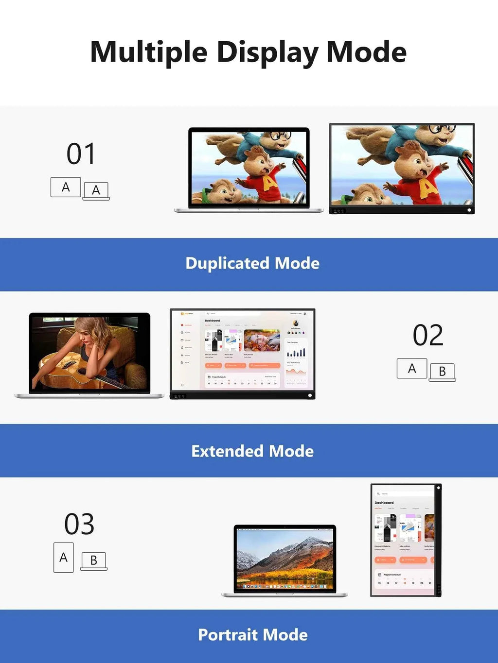 Amoudo 15.6 Inch Portable Monitor 1920x1080P Extend Display IPS LCD Panel Penhole Stand VESA USBC Mini HDMI Mobile Display - Maliame Store