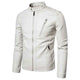 Stand Collar Jackets Fashion Casual Trend White Windproof Coat Streetwear Spring Autumn Men's Motorcycle Leather Jacket Solid