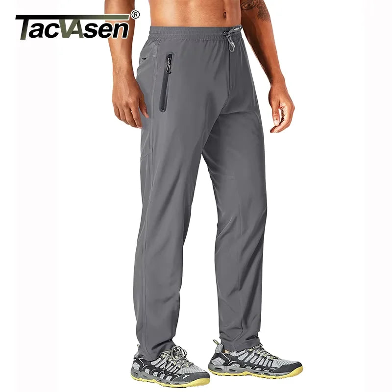 TACVASEN Outdoor Pants Men Quick Dry Straight Running Hiking Pants Elastic Lightweight Yoga Fitness Exercise Sweatpants Joggers - Maliame Store