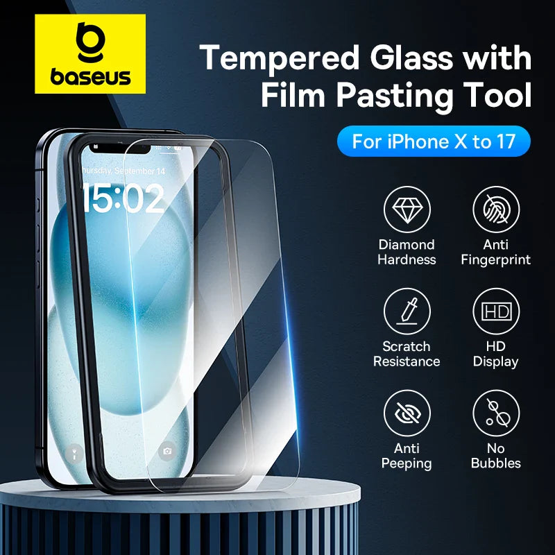 Film de protection d'écran en verre trempé Baseus pour iPhone 15 16 17 Pro Max