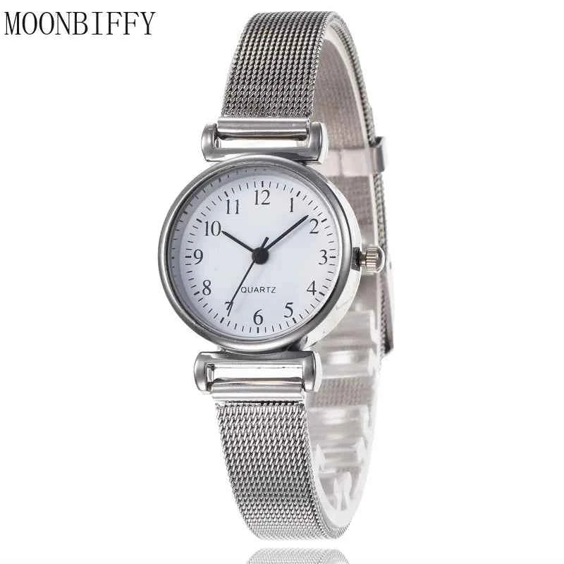 Fashion Watches for Women Female Watches Clock Luxury Wrist Watch White Stainless Steel Band Classic Quartz Watches Daily Gifts - Maliame Store