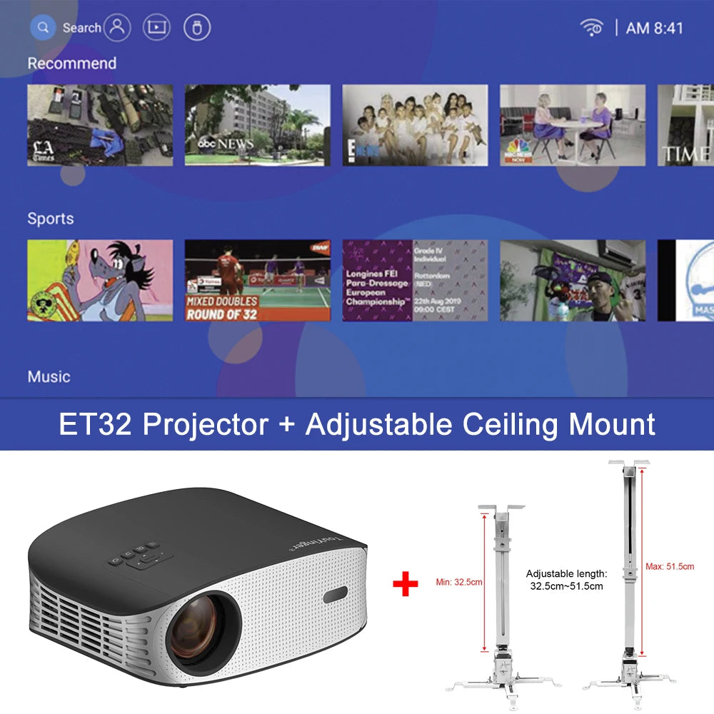Touyinger ET32 1500ANSI Full HD 4K Projector  5G WIFI Home theater Media Video Player Smart Beamer