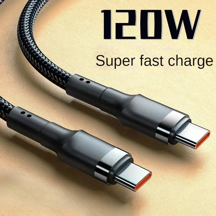 120W USB-C to USB-C Cable for Samsung S24/S23 & iPhone 15 - Fast Charger - Maliame Store