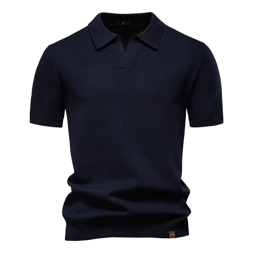 AIOPESON Men's Summer Breathable Polo Shirt Short Sleeve Solid Color Casual Polo Shirts for Men Lightweight Stretch Polo ﻿ - Maliame Store