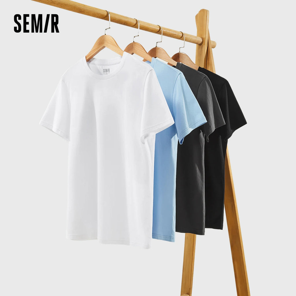 Semir Short Sleeve Men T-Shirt Cotton 2025 Summer New Man Clothing Thin And Versatile T Shirt Couples Solid Color Tops - Maliame Store