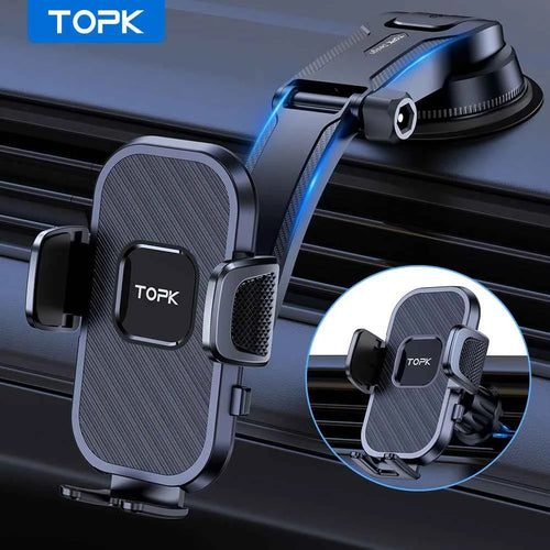 Gravity Car Phone Holder Windshield Vent – TOPK Automatic Locking Car Mount for iPhone Samsung Xiaomi