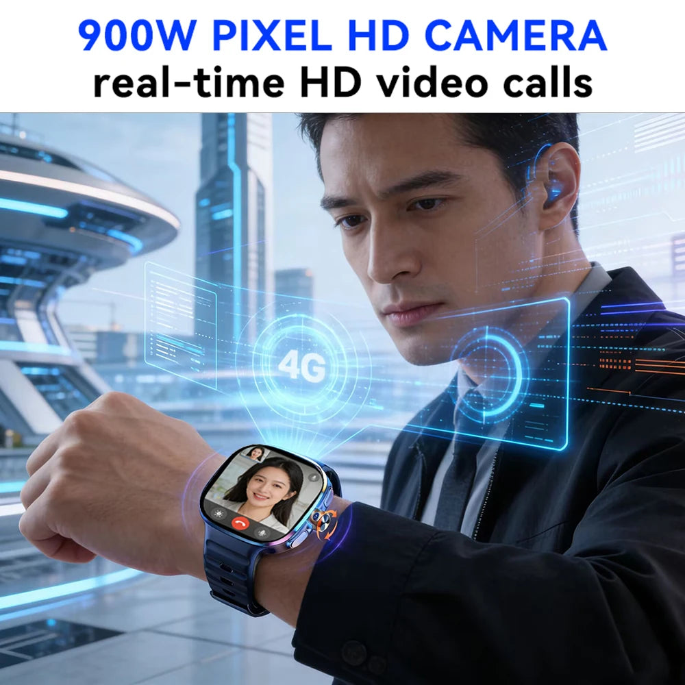 5G/4G Full Network Smart Watch 720*720 2.40 inch HD Big Screen Video Call 8GB+128GB RAM Google Play WIFI GPS Smartwatch 2100 mAH