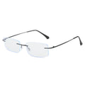Square Titanium Alloy Rimless Photochromic Gray Reading Glasses Men Women Presbyopia Readers Color Changing Gray Sunglasses - Maliame Store