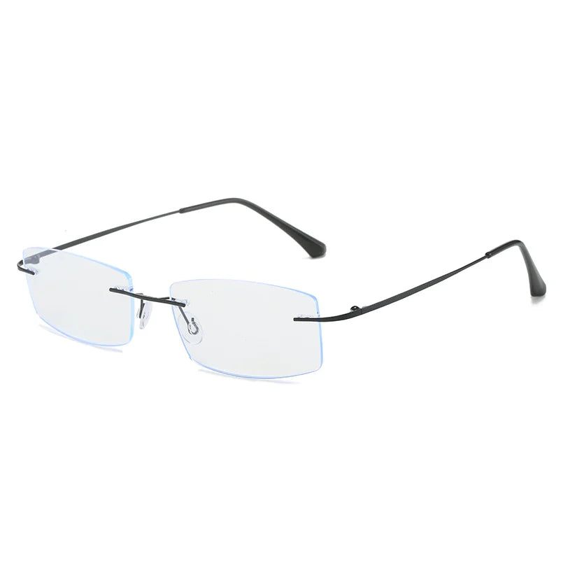 Square Titanium Alloy Rimless Photochromic Gray Reading Glasses Men Women Presbyopia Readers Color Changing Gray Sunglasses - Maliame Store
